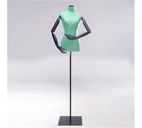 asdchZen Mannequin Féminin pour Robe, Buste Détachable, Bras en Bois Massif Noir Pivotant, Idéal pour Présenter T-Shirts Et Pulls, Vert