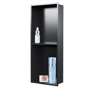 asdchZen Niche De Douche 32 X 32 Cm, sans Carrelage, en Acier Inoxydable, Encastrée sans Rebord, pour Salle De Bain, Anti-Traces De Doigts Et Installation Facile, Blanc, Noir