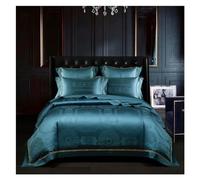 asdchZen Parure De Lit De Luxe en Coton Égyptien 1200 Fils, Douce Et Soyeuse, 4/6 Pièces, Housse De Couette, Drap, Taies d'oreiller, Taille Super King/Queen, Toutes Saisons,Blu,240X260cm 6pcs