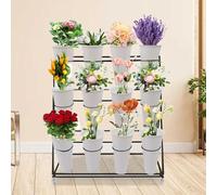 asdchZen Présentoir À Plantes Roulant À 3 Niveaux avec roulettes Pivotantes Et Frein, pour L'Intérieur Et L'Extérieur, Idéal pour Les Fleuristes Et Les Jardins. Seau Noir Et Blanc.