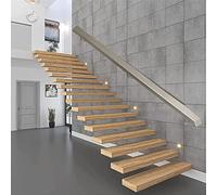 asdchZen Rambarde Murale Extérieure/Intérieure, Barre D'Appui Carrée avec Supports De Sécurité pour Escalier, Terrasse, Porche, sous-Sol, Garage, Hôtel, en Acier Inoxydable, 330 Cm / 10,8 Pi / 130 Po