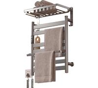 asdchZen Sèche-Serviettes avec Étagère De Rangement, Commande Vocale Wi-FI, Étendoir Pliable pour Salle De Bain. Prise À Gauche.