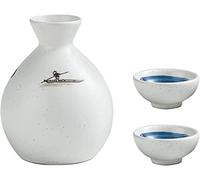 asdchZen Service À Saké Compact 3 Pièces, Coffret Japonais en Céramique, 1 Bouteille Et 2 Coupes À Saké, D, B