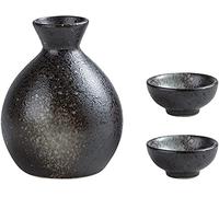 asdchZen Service À Saké Compact, Coffret 3 Pièces, Céramique Japonaise, 1 Bouteille Et 2 Coupes À Saké, D,D
