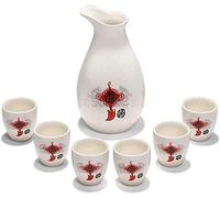 asdchZen Service À Saké Traditionnel en Céramique, Comprenant 6 Tasses Et 1 Pot À Saké.