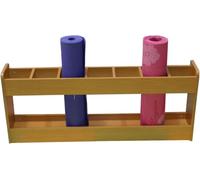asdchZen Support De Tapis De Yoga en Bois, 7 Compartiments, Boîte De Rangement pour Tapis De Yoga, Idéal pour La Maison Et La Salle De Sport, Couleur Bois.