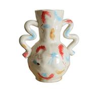 asdchZen Vase À Fleurs Peint À La Main, Double Anse, en Céramique, Décoration Intérieure, pour Compositions De Fleurs Fraîches Ou Artificielles.