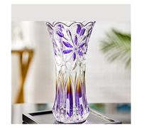 asdchZen Vase Décoratif pour Fleurs, Composition Florale pour Salon, Verre Transparent, Style Chinois, Violet, 35 Cm