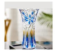 asdchZen Vase Décoratif pour Fleurs Séchées, Composition Florale pour Salon, Vase en Verre Transparent, Style Chinois, Bleu, 35 Cm