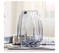 asdchZen Vase en Verre pour Fleurs, Style Moderne Et Épuré, Soufflé À La Main, Forme Verticale, Transparent, Motif Lys Et Roses, Inspiré du Bambou. Vase en Verre pour La Maison, C, 20 X 9,5 Cm.