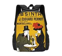 ASDCTYTKO Absinthe Absinthe Sac à dos célèbre de Leonetto Cappiello Sac à dos pour étudiants Belle Époque Nouveau Jugendstil cadeau