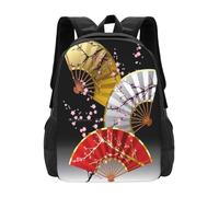 ASDCTYTKO Éventails japonais Sacs d’école pour adolescentes Ordinateurs portables Sacs de voyage Éventail Japon Fleur de sakura japonaise Saison naturelle printemps Arrière-plan pour le festival