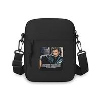 ASDCTYTKO Johnny Hallyday, veste noire à rayures Sac bandoulière Homme Femme à une épaule Dessin animé Impression de film Unisexe cadeau unisoir