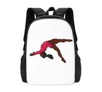 ASDCTYTKO Sac à dos de dessin de gymnastique Simone Biles pour élève Sac de voyage pour ordinateur portable Simone Biles Gymnastique artistique Enfant enfant cadeau du festival inégal