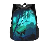 ASDCTYTKO Shadow Wolves Stalk The Silver Wood Unisex Bags Unisex Sac à dos d’élève Animation Conte de fées Conte de fées Cadeau du festival des Wolves Woods