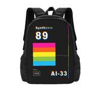 ASDCTYTKO Synthwave Slip Cover Sac à dos Sacs de mode VHS Glitch Films des années 80 Film Vidéo Wave Technologie colorée Cadeau de festival transcendant