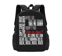 ASDCTYTKO Tout ce que je veux, c’est rocker sacs à dos Sacs de mode Tpr Taylor Momsen The Pretty Reckless Take Me Down Musique Paroles Chansons Cadeau de festival