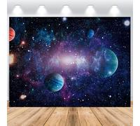 ASDCXZ Espace Toile de Fond 2.2x1.5m, Univers Espace Terre Planète Galaxie Nuit Étoiles Fond de Photographie Enfants Anniversaire Bébé Douche Espace Thème Fête Décor Studio Accessoires