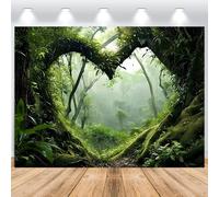 ASDCXZ Fond de forêt 2,2 x 1,5 m, Forme d'amour mystérieux, Jungle Verte, Fond de Photographie en Vinyle, Anniversaire, fête prénatale, fête à thème forêt, Accessoire de Photographie en Studio