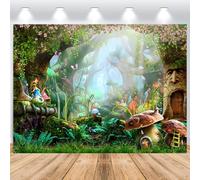 ASDCXZ Fond de forêt 3x2.5 m Fond Photos de Maison de Champignons de forêt Verte du Pays des de Conte de fées, Fond Photo Vinyle pour fête à thème de forêt de fête prénatale