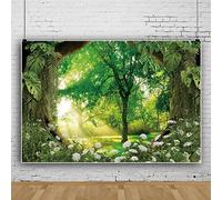 ASDCXZ Fond de Photo de Forêt 2.2x1.5 m Fond Photo de Fleur Blanche de Soleil de Jungle de forêt Verte, Fond boîte Photo Vinyle pour la Photographie de Famille de Personne