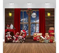 ASDCXZ Fond de Photo de Noël 3x2 m Fond Photo décoratif de Noël Rouge Neige Cadeau, Fond de dîner Vinyle Tissu décorations de fête de Famille Photographie Fond de boîte à Photo
