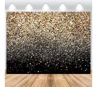 ASDCXZ Fond doré 2.5x1.8 m, Particules dorées Scintillantes, Fond Photo de rêve Noir, Fond de boîte Photo Vinyle pour Anniversaire, Mariage, Remise de diplôme, Bal, Portrait