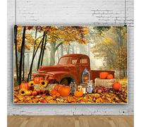 ASDCXZ Fond Photo Automne 3x2 m, Feuille d'érable Rouge récolte de Citrouille Camion rétro fête d'automne Photo Mur Studios Photo Fond, bannière de Fond de boîte Photo Vinyle pour la de fête