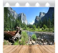 ASDCXZ Paysage Naturel Toile de Fond 2,2 x 1,5 m, Forêt Verte ruisseaux de Haute Montagne Fond de Photographie en Vinyle Paysage Voyage Banlieue Pique-Nique Camping Aventure en Plein air Accessoires