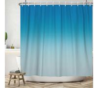 ASDCXZ Rideau de Douche Bleu 180x200 cm, Simplicité Moderne Bleu Bleu Clair Dégradé Épissage Lavables Textile Rideau de Bain imperméable pour Baignoire avec 12 Crochets