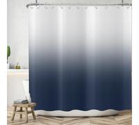 ASDCXZ Rideau de Douche Bleu Marine 180x200 cm, Simplicité Moderne Bleu Marine Blanc Dégradé Épissage Lavables Textile Rideau de Bain imperméable pour Baignoire avec 12 Crochets