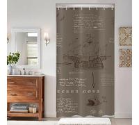 ASDCXZ Rideau de Douche étroit 120x180 cm, Journal de Navigation rétro Maritime Lavables avec œillets Rideau Douche imperméable en Textile pour Baignoire avec 8 Crochets
