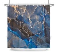 ASDCXZ Rideau de douche marbré - 180 x 180 cm - Moderne - Art abstrait - Bleu, noir et doré - Aspect marbre - Texture marbre - Lavable - En polyester - Textile imperméable - Pour baignoire - Avec 12