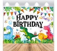 ASDCXZ Toile de Fond d'anniversaire de Dinosaure 2.2x1.5m, Dessin animé Tropical Jungle Volcan Dinosaure Thème Photographie de Fond Garçon Fille Bébé Anniversaire Fête Décoration Studio Accessoires