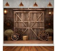 ASDCXZ Toile de Fond de Cowboy Occidental 1.5x1m, Rodéo Sauvage Pays de Ouest Porte de Grange Rustique Ferme Fond de Photographie Anniversaire Occidental Fête Décoration Bannière Photo Accessoires