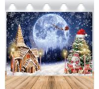 ASDCXZ Toile de Fond de Noël 2.5x1.8m, Nuit de rêve Lune de Neige Arbre de Noël Bonhomme de Neige Photo Toile de Fond Vinyle Famille Célébration Fête Ornements Enfants Fond de Photographie Bannière