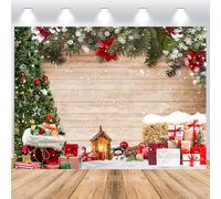 ASDCXZ Toile de Fond de Noël 3.6x3m, Hiver Neige Sapin Cadeau Mur en Bois Xmas Thème Fond de Photographie Noël Nouvel an Fêtes Famille Célébration Fête Maison Décoration Bannière