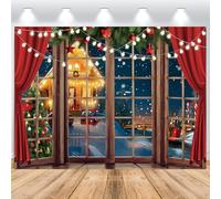 ASDCXZ Toile de Fond de Noël 3x2m, Dessin animé Arbre de Noël Luminescence Cottage Photo Toile de Fond, Vinyle Hiver Noël Célébration de Famille fête décor Photographie Toile de Fond bannière