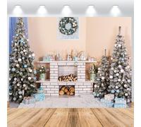 ASDCXZ Toile de Fond de Noël 3x2m, Hiver Cheminée Sapin Coffret Cadeau Xmas Thème Fond de Photographie Noël Nouvel an Fêtes Famille Célébration Fête Maison Décoration Bannière