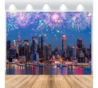 ASDCXZ Toile de Fond de Nouvel an 2026 3.6x3m, Ville Ciel Nocturne Coloré Feux d'artifice 2026 Nouvel Thème Fond de Photographie Réveillon Vacances Fête de Famille Fête Maison Décoration Bannière