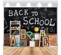 ASDCXZ Toile de Fond de Retour à L'école 3x2m, Lettre ABC Globe Mur de Briques Rentrée des Classes Fond de Photographie pour Rentrée Scolaire Salle de Classe Fête Décoration Fournitures Bannière