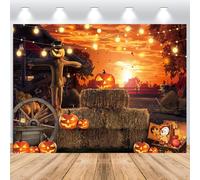 ASDCXZ Toile de Fond Halloween 2.5x1.8m, Terror Citrouille Épouvantail Automne Halloween Soirée Toile De Fond, Vinyle Photographie Toile De Fond Bannière pour Halloween Fête Sorcière Portrait Prop