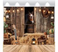 ASDCXZ Toile de Fond Photo Cowboy Occidental 3x2m, Sauvage Ouest Cheval Rustique Ferme Vintage Bois Grange Photographie Fond Western Thème Anniversaire Mariage Fête Bannière Studio Accessoires