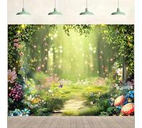 ASDCXZ Toile de Fond Photo de Forêt Enchantée 3.6x3m, Fleurs Papillon Champignon Pays des Merveilles Jungle Photographie Fond Contes de Fées Thé de Fée Anniversaire Fête Bannière Studio Accessoires