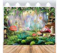 ASDCXZ Toile de Fond Photo de Forêt Enchantée 3x2m, Printemps Conte de Fées Magie Jardin Fleurs Photographie Fond Champignons Papillon Thé Féerique Bébé Fête Décoration Bannière Studio Props