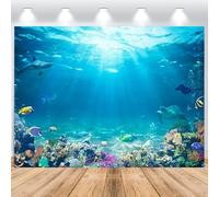 ASDCXZ Toile de Fond Photo de sous la Mer 2.2x1.5m, Bleu Océan sous-Marin Poisson Requin Corail Photographie Fond Enfants Anniversaire Baby Shower Fête Décorations Bannière Accessoires de Studio