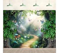 ASDCXZ Toile de Fond Photo Forêt Enchantée 3x2.5m, Printemps Papillon Champignon Pays des Merveilles Jungle Photographie Fond Contes de Fées Thé de Fée Anniversaire Fête Bannière Studio Accessoires