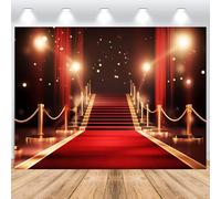 ASDCXZ Toile de fond pour photo avec tapis rouge - Rideau doré de 2,9 x 1,8 m pour fête de film VIP et remise de diplôme, bal de fin d'année, fête d'anniversaire