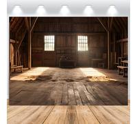 ASDCXZ Western Cowboy Toile de Fond 3,6 x 2,5 m, Maison en Bois Rustique Vintage du Far West avec fenêtre Fond Mural pour Photo fête prénatale Anniversaire décoration de fête Occidentale bannière