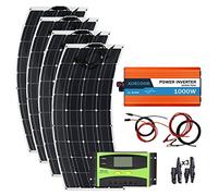 Asdfeop Kit de Panneaux solaires Flexibles complets de 400 Watts avec onduleur de 1000 W et contrôleur de Parc Solaire 30 A pour Bateau, Camping-Car, pour Chargement de Batterie 12 Volts Hors réseau